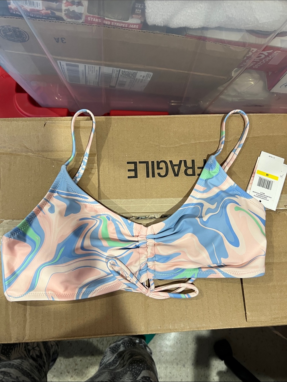 Jessica Simpson bikini with cover up Medium M NEW NWT pink blue green - Picture 6 of 12